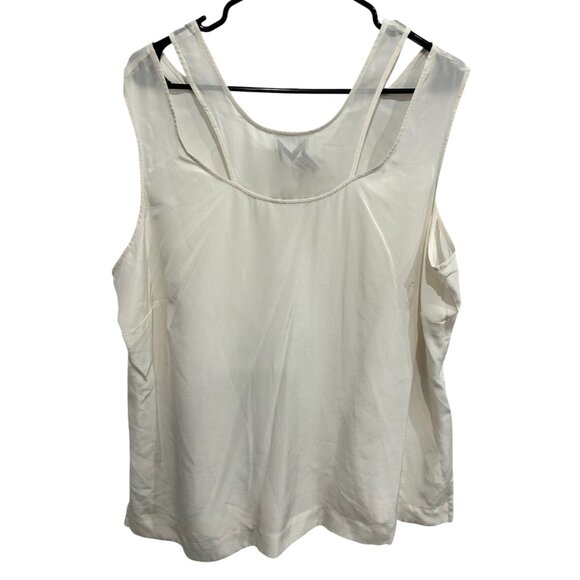 Marc Bouwer Womens Sleeveless Silk Blouse Ivory Plus Sz 1X Sheer Minimalist - Picture 1 of 9